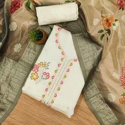 BlissFlair Thread Work Art Silk Unstitched Dress Material-image-40