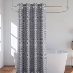 Kuber Industries Grey 3 Pieces Geometric Printed Shower Curtains-25