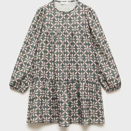 Mango Kids Printed Pure Cotton Ruffled A-Line Dress-57