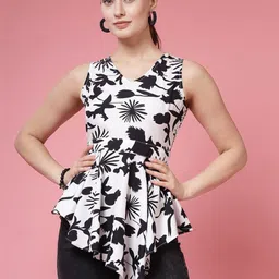 BEING NAUGHTY Women Floral Printed V-Neck High-Low Top-picture-40