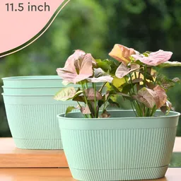 eha Set Of 4 Green Textured PlantersPot-20