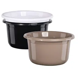Aura Brown & White 3 piece Solid Plastic Bath Accessories Set-image-46