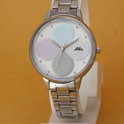 VIRAKTI Women Brass Patterned Dial & Stainless Steel Bracelet Style Straps Analogue Watch G-81-BLUE STEEL-17