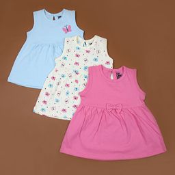 V-Mart Girls Pack Of Printed Cotton Fit & Flare Dress-image-54