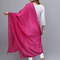 LOOM LEGACY Woven Design Cotton Dupatta with Sequinned image 5