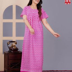 MAYA PRINT Pack of 2 Floral Printed Pure Cotton Maxi Nightdress-image-72