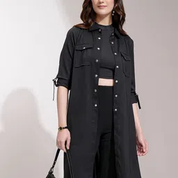 ESPYR By Tokyo Talkies Button-Down Longline Shrug-25