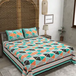 CLOTHOLOGY White & Blue Floral 180 TC Pure Cotton King Bedsheet Set 2.75 m x 2.25 m-image-46