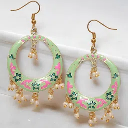 Anouk Artificial Beads Beaded Circular Shaped Meenakari Drop Earrings-32
