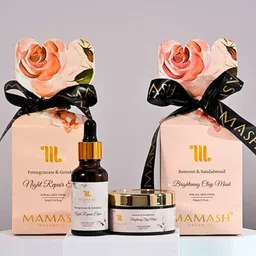 Mamash Organics Set Of 2 Pomegranate Night Repair Elixir 30 ml & Beetroot Clay Mask 50 ml-53
