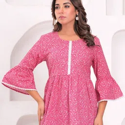 BAESD Floral Print Flared Sleeve Cotton Top-picture-0