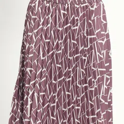 ZWERLON Abstract Printed Pleated A-Line Midi Skirt image 5