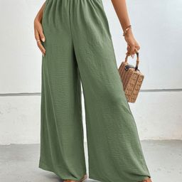 KPOP Women Mid-Rise Tailored Wide Leg Trousers-image-89