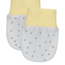 Adhigams Set of 2 Kids Blue & Grey Cotton Mittans With Gentle Elastic Thread Wristbands image 3