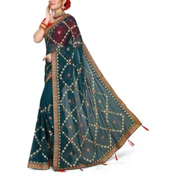 jayant creation Blue Poly Georgette Sarees-picture-4
