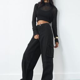 The Souled Store Women Pure Cotton Denim Opal Black Mid-Rise Baggy Fit Stretchable Jeans-image-9