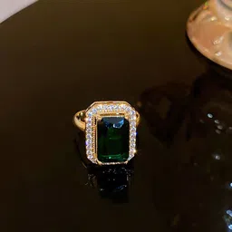 BLACKBOX Gold-Plated Cubic Zirconia Studded Adjustable Finger Ring-25