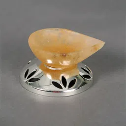 Exotic India Yellow & Silver Toned Gemstone Diya With Base-image-98
