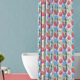 ArtzFolio Off White & Blue Printed Waterproof Shower Curtain-image-55