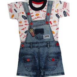 ZADMUS Infant Kids Embroidered Printed Round Neck Sleeveless Dungaree & T-Shirt-image-25