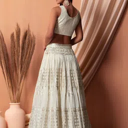 DIVASTRI Embellished Sequinned Semi-Stitched Lehenga & Unstitched Blouse With Dupatta image 4