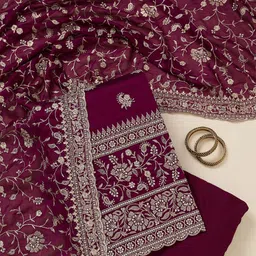 Koskii Paisley Embroidered Zariwork Unstitched Dress Material-picture-18