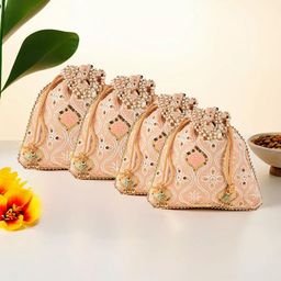 Kuber Industries Unisex Set Of 4 Embroidered Potli Clutches With Pearl Handles-image-10