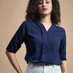 R.Code by The Roadster Life Co. Women V-Neck Crepe Shirt Style Top-image-59