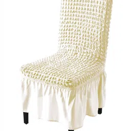 HOKIPO Cream Bubble Frill Stretchable Chair Cover-53