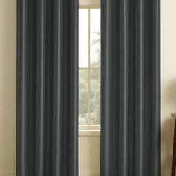 LINENWALAS Happy Sleeping Grey Set of 2 Black Out Long Door Curtain-44
