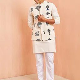VASTRAMAY Men Regular Pure Cotton Kurta with Pyjamas-picture-26