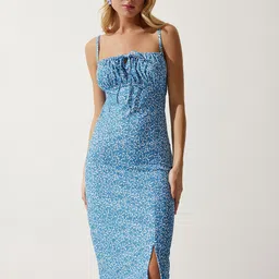 Happiness istanbul Women Abstract Printed Sleeveless Sheath Dress-56