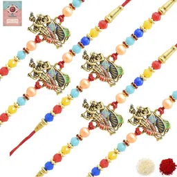 MEIRA JEWELLERY 5-Pcs Assorted Rakhi With Roli Chawal & Greeting Card-image-71
