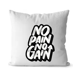 Loops n knots White & Black No Pain No Gain Printed Pre-Filled Cushion-picture-13