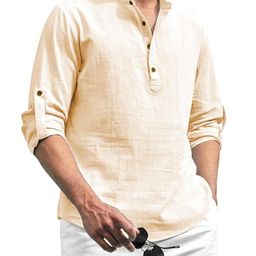 AMRIT TOP WEAR Men Mandarin Collar Roll-Up Sleeves Cotton Short Kurta-image-38