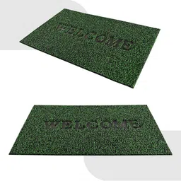 Kuber Industries Grey & Green 6 Pieces Textured Anti- Slip Grass Doormats-43