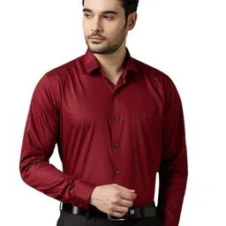 Allen Brown Men Spread Collar Formal Shirt-image-127