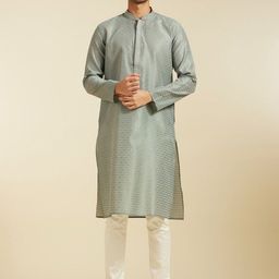 Diwas by Manyavar Floral Woven Design Thread Work Mandarin Collar Straight Kurta-image-84