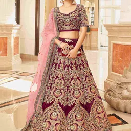 DIVASTRI Embroidered Thread Work Semi-Stitched Lehenga & Unstitched Blouse With Dupatta-picture-57