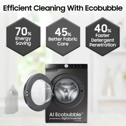 samsung 8 kg Fully Automatic Front Load with In-built Heater Black, Grey image 2