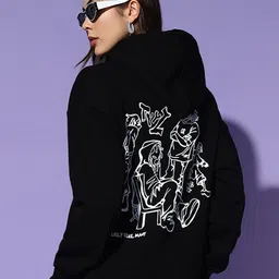GRIFFEL Women Graphic Printed Hooded Long Sleeves Sweatshirt-image-67