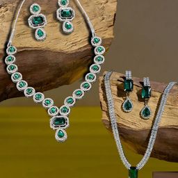 AMI Set Of 2 Dazzling Austrian Diamonds Embellished -Studded Jewellery Set-image-49