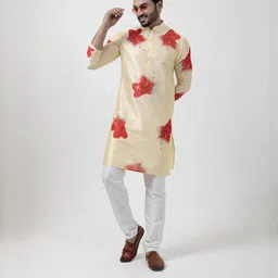PulseIQ Men Beige Kurtas-image-95