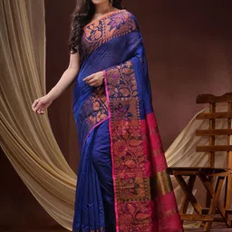 DESH BIDESH Woven Design Maheshwari Saree With Blouse Piece-image-33