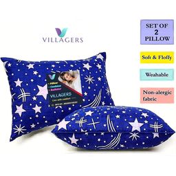 VILLAGERS Set of 2 Blue Cotton Filled Polyester Sleep Pillow-image-65