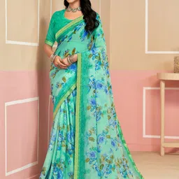 KALINI Floral Printed Saree With Unstitched Blouse Piece-picture-51
