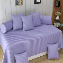 Aura Purple & White 8 Pieces Striped Diwan Set-22