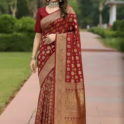 Moda Rapido Maroon Silk Cotton Woven Design Sarees-picture-49