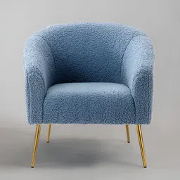 nestroots Modern Touch Blue & Gold Toned Wooden & Velvet Lounge Chair-image-23
