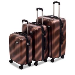 Luggero Set Of 3 Textured Hard-Sided Trolley Bags-8